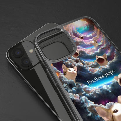 POPCAT Galaxy Cat Clear Phone Case, Cute Animal Phone Cover, Customizable Phone Accessory, Gift for Cat Lovers, Funny Phone Case