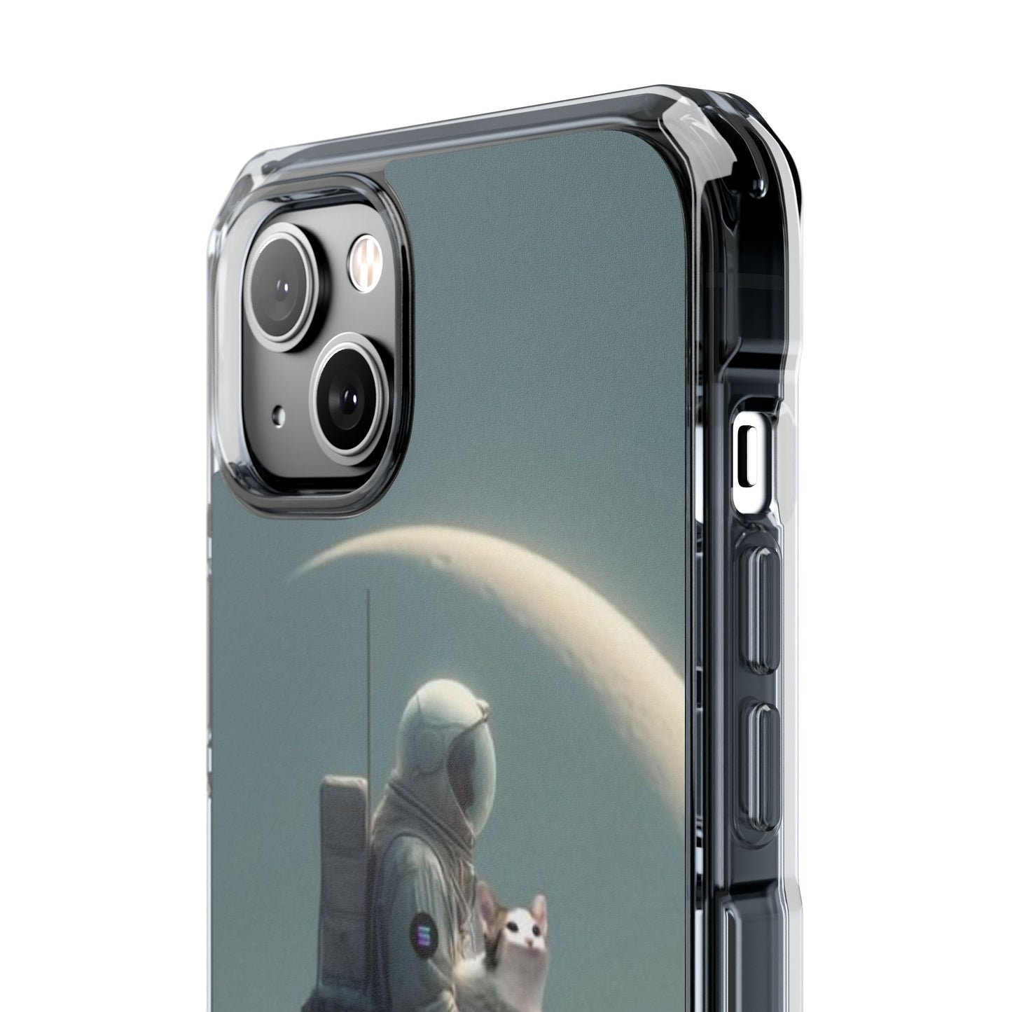 POPCAT Astronaut Phone Case, Clear Impact Case, Unique Galaxy Art Cover, Gift for Space Lovers, Cute Cat and Space Theme, Eco-Friendly