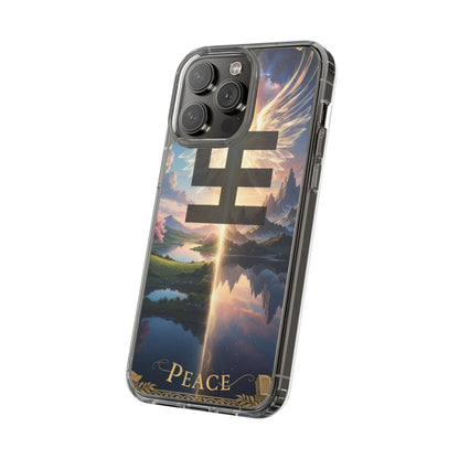 Swasticoin Peaceful Clear Phone Cases, Phone Accessories, Minimalist Design, Nature Lover Gifts, Transparent Phone Cover, Unique Art Case