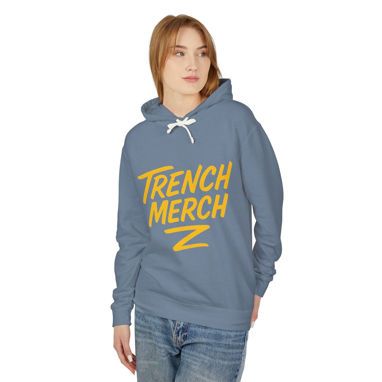 Trench Merch Unisex Lightweight Hooded Sweatshirt, Casual Streetwear, Spring Fashion, Gift for Friends, Layering Essential, Trendy Outfit