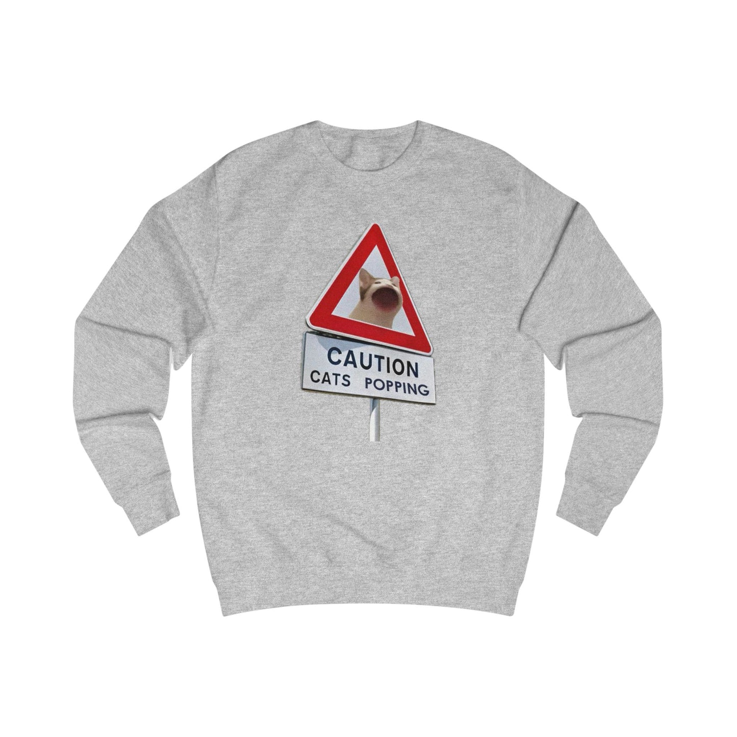 POPCAT Caution Cats Popping Sweatshirt | Fun Unisex Pullover | Cat Lover Gift, Quirky Humor Apparel, Cute Animal Shirt, Cozy Lounge Wear