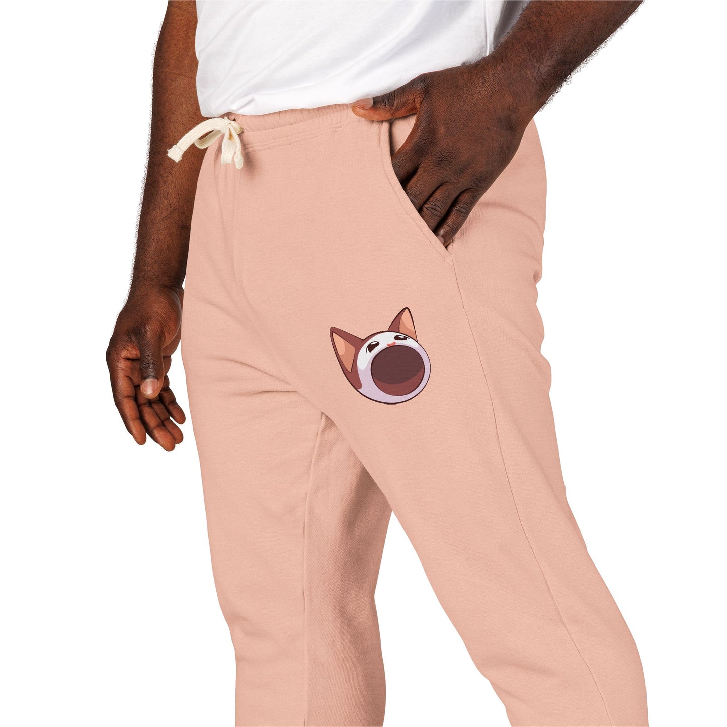 POPCAT Cozy Fleece Sweatpants, Comfortable Lounge Pants, Gift for Cat Lovers, Relaxing Home Wear, Unisex Joggers