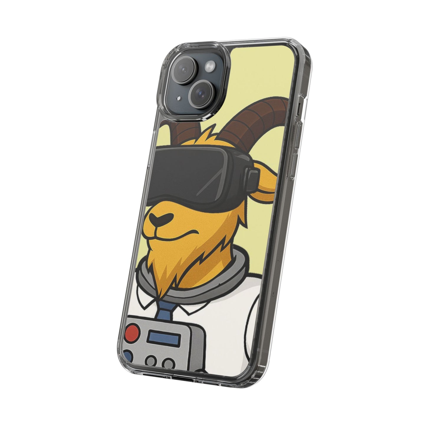 VR Goat Clear Case, Fun Phone Cover, Geeky Accessories, Gift for Gamers, Cute Animal Design, Customizable Phone Cases