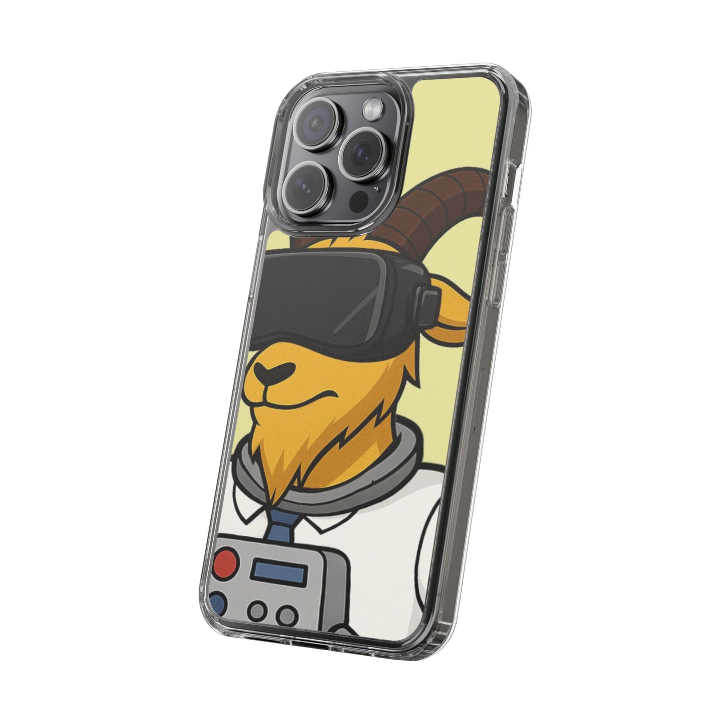 VR Goat Clear Case, Fun Phone Cover, Geeky Accessories, Gift for Gamers, Cute Animal Design, Customizable Phone Cases