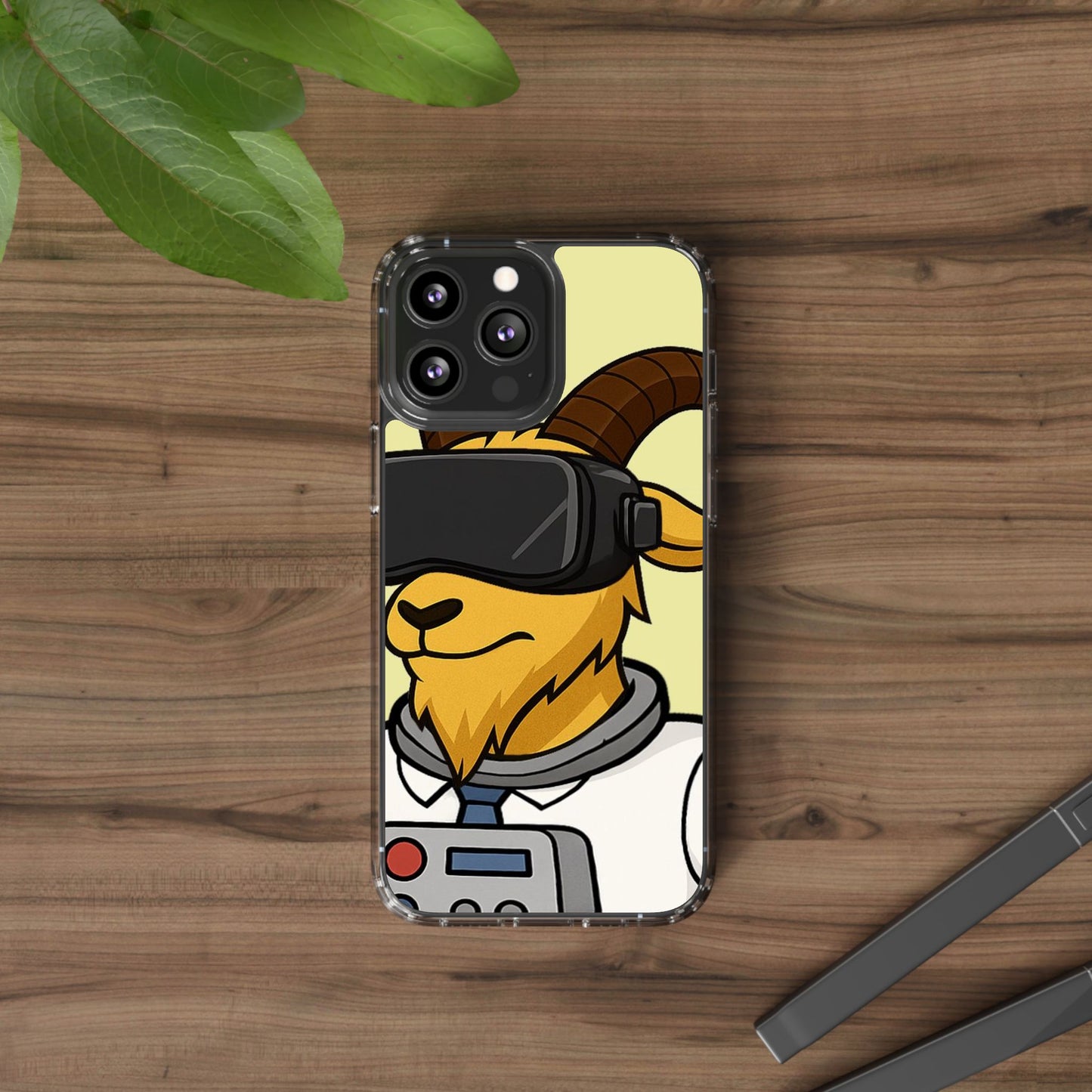 VR Goat Clear Case, Fun Phone Cover, Geeky Accessories, Gift for Gamers, Cute Animal Design, Customizable Phone Cases