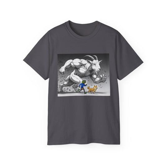Epic Goat Chase Unisex Tee, Art Tee, Graphic Shirt, Gift for Animal Lovers, Funny T-Shirt, Cartoon Art Tee