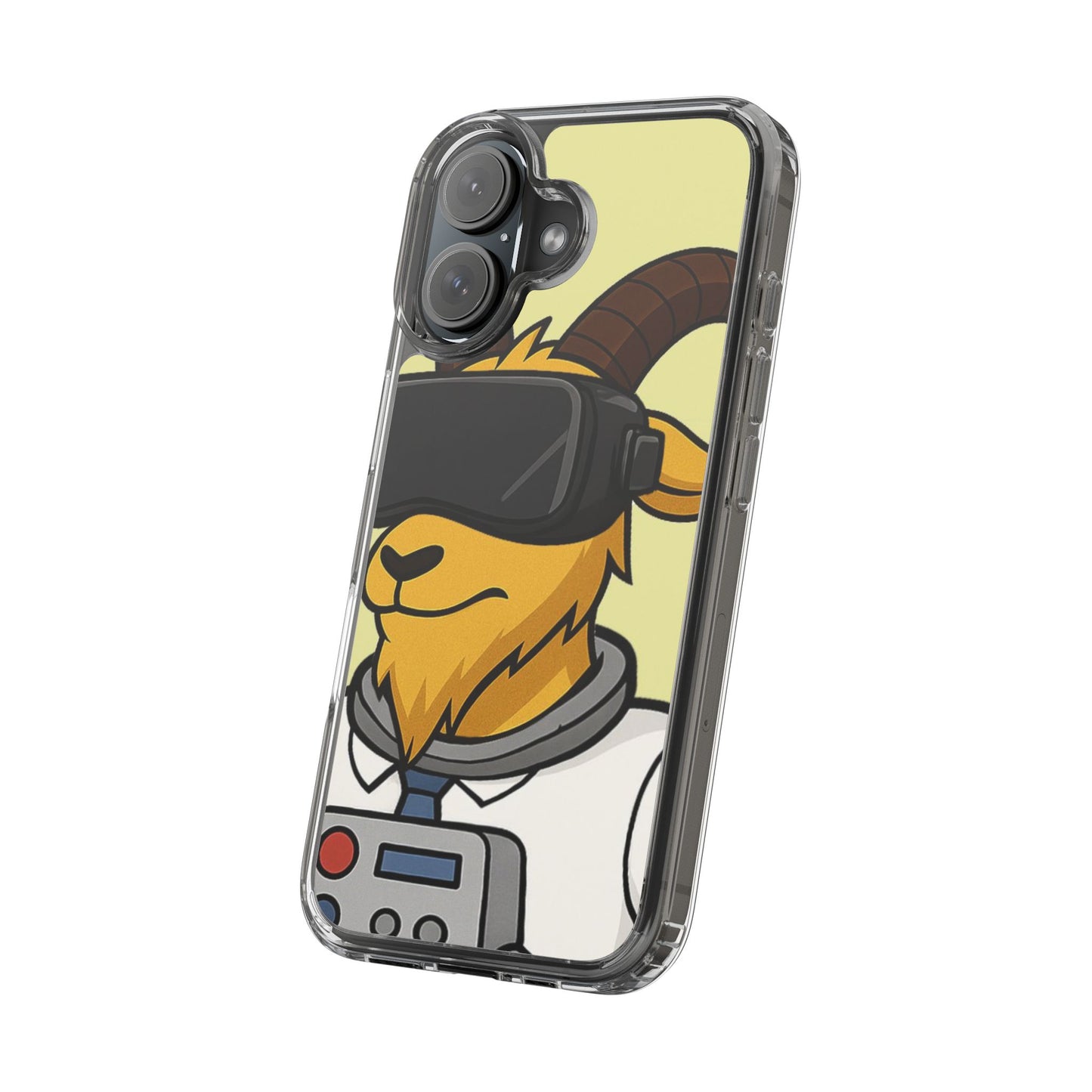 VR Goat Clear Case, Fun Phone Cover, Geeky Accessories, Gift for Gamers, Cute Animal Design, Customizable Phone Cases