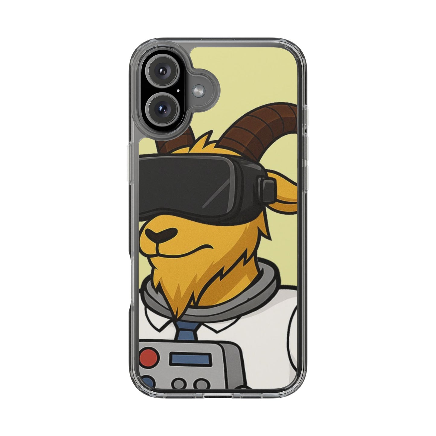 VR Goat Clear Case, Fun Phone Cover, Geeky Accessories, Gift for Gamers, Cute Animal Design, Customizable Phone Cases
