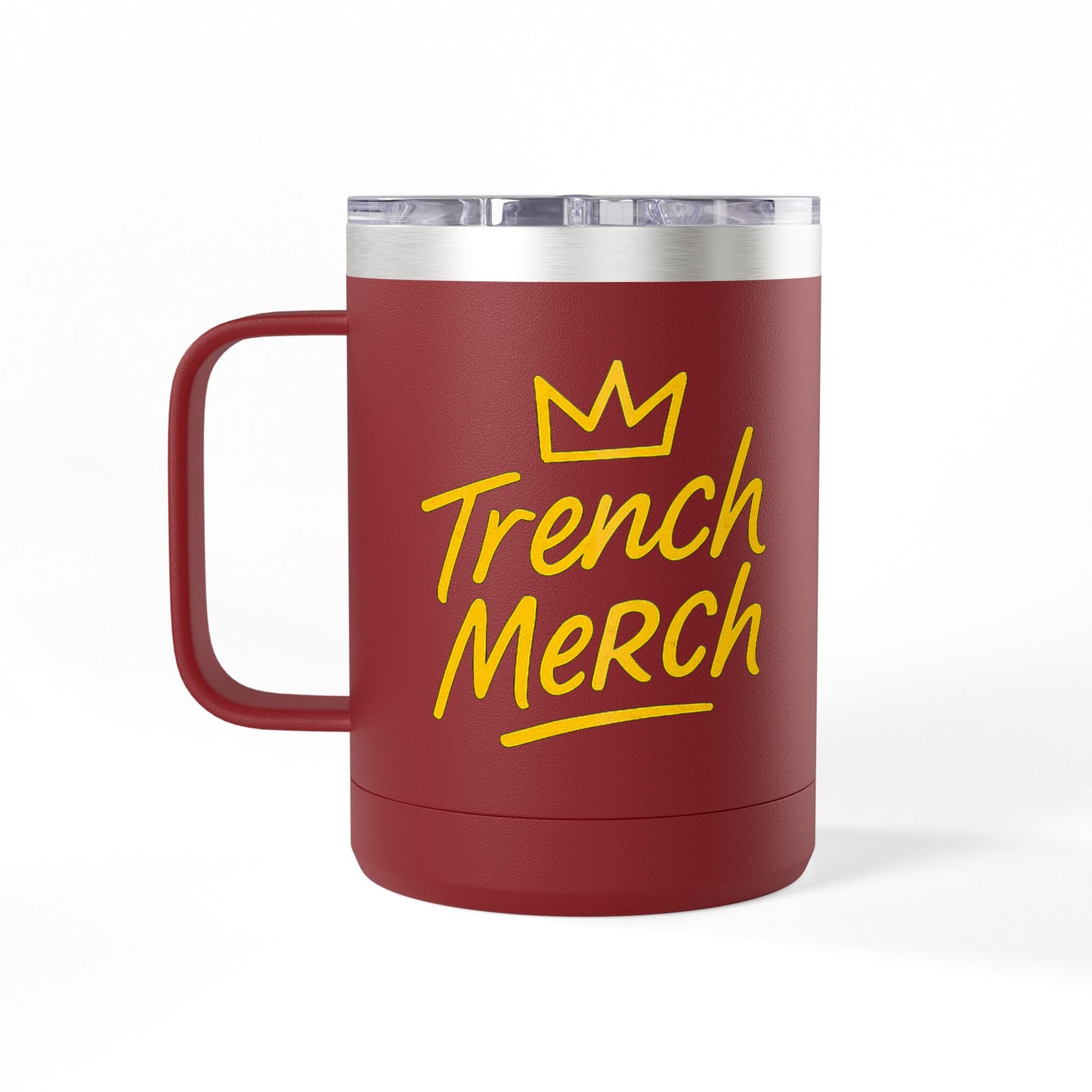 Trench Merch Crown Coffee Mug Tumbler, Perfect for Beach Lovers, Gifts for Friends, Summer Getaways, Adventure Travel, Crown Design