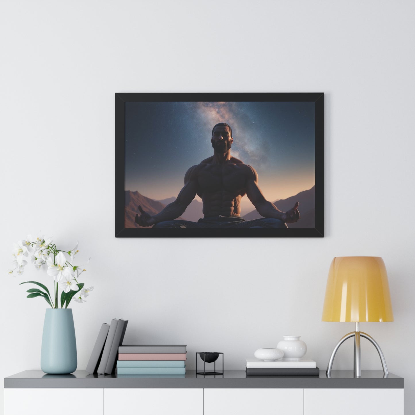 GIGA Meditation Framed Poster, Calm Art, Spiritual Wall Decor, Zen Home Decor, Fitness Motivation, Mindfulness Gift, Inspirational Art