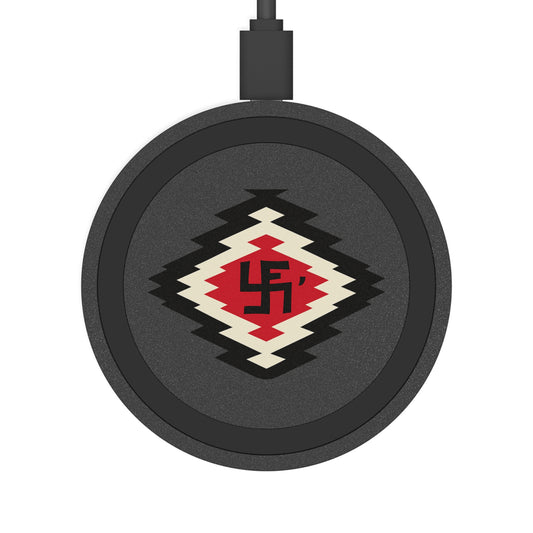 Ye-I Whirling Log Quake Wireless Charging Pad - Unique Tribal Design, Eco-Friendly Tech Accessory, Perfect for Gifts, Home Office, and Holidays