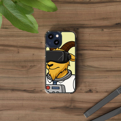 VR Goat Clear Case, Fun Phone Cover, Geeky Accessories, Gift for Gamers, Cute Animal Design, Customizable Phone Cases