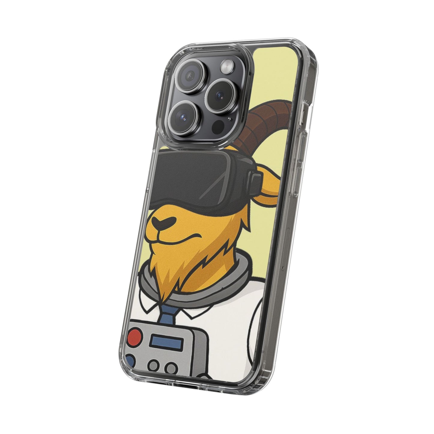 VR Goat Clear Case, Fun Phone Cover, Geeky Accessories, Gift for Gamers, Cute Animal Design, Customizable Phone Cases