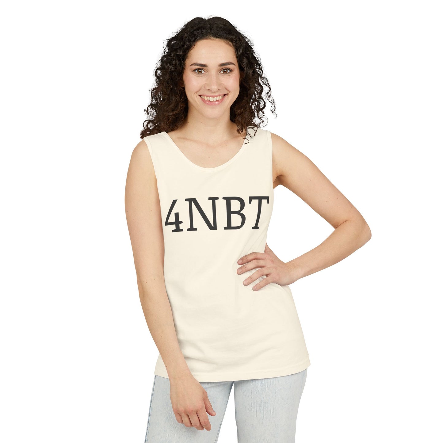 Unisex Garment-Dyed Tank Top with 4NBT Design, Summer Apparel, Casual Wear, Gift for Friends, Individual Expression Top