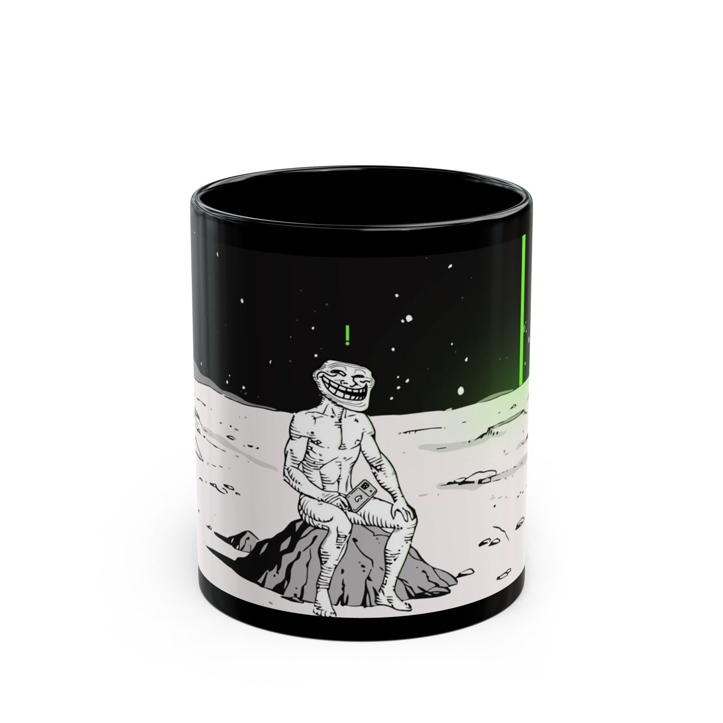 TROLL Cosmic Chill Black Mug - Alien Art, Gift for Sci-Fi Lovers, Space-Themed Coffee Cup, Unique Artwork, Inspirational Drinkware