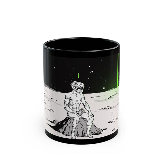 TROLL Cosmic Chill Black Mug - Alien Art, Gift for Sci-Fi Lovers, Space-Themed Coffee Cup, Unique Artwork, Inspirational Drinkware