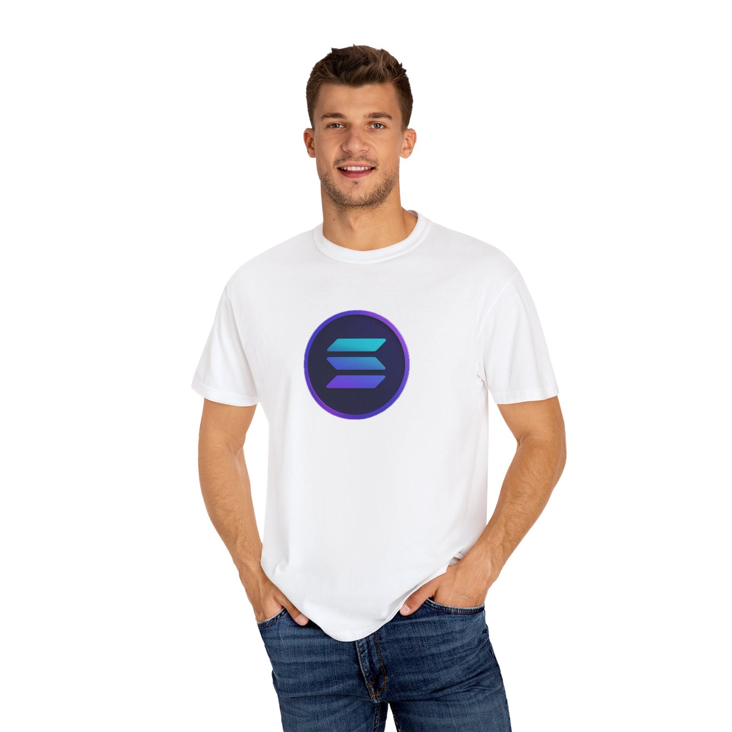 Solana Stylish Garment-Dyed T-Shirt with Colorful Logo, Trendy Graphic Tee, Casual Wear, Everyday Comfort, Perfect Gift Idea
