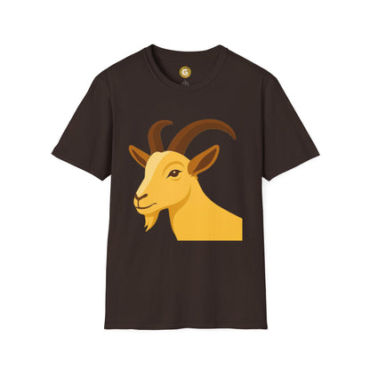 Golden Goat Unisex Softstyle T-Shirt | Cute Goat Tee for Animal Lovers, Birthday Gift, Casual Wear, Farmhouse Decor, Nature Fans