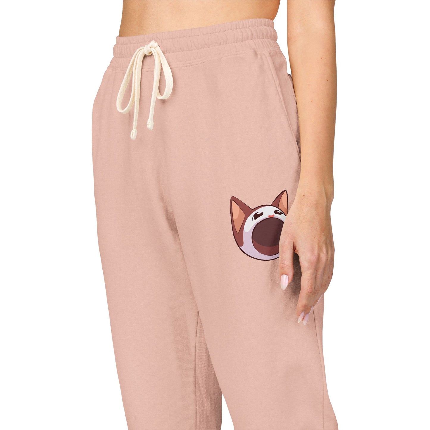 POPCAT Cozy Fleece Sweatpants, Comfortable Lounge Pants, Gift for Cat Lovers, Relaxing Home Wear, Unisex Joggers