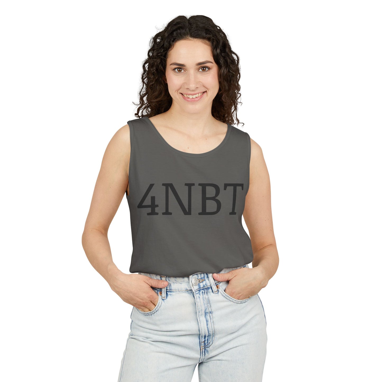 Unisex Garment-Dyed Tank Top with 4NBT Design, Summer Apparel, Casual Wear, Gift for Friends, Individual Expression Top