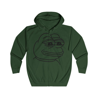 Pepe the Frog Unisex Full Zip Hoodie, Casual Wear, Gift for Gamers, Cute Streetwear, Humor Apparel, Perfect for Chill Days