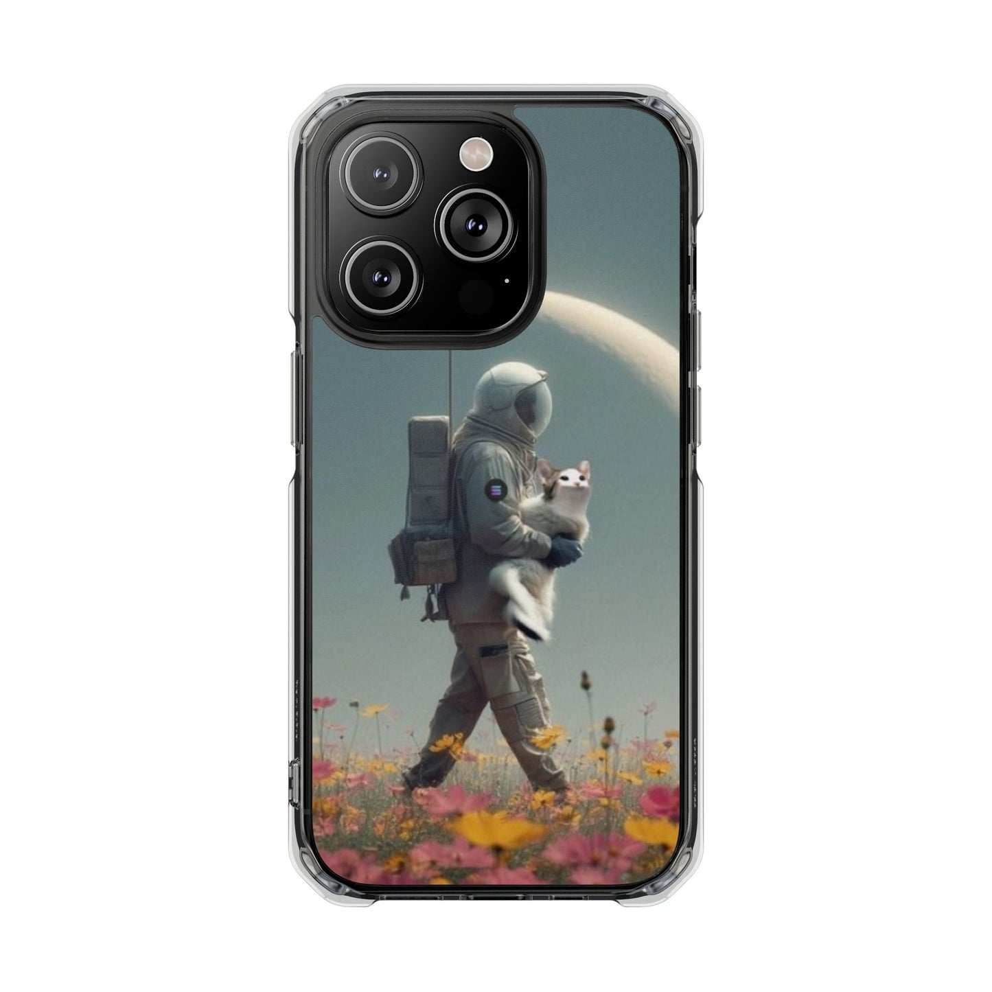 POPCAT Astronaut Phone Case, Clear Impact Case, Unique Galaxy Art Cover, Gift for Space Lovers, Cute Cat and Space Theme, Eco-Friendly