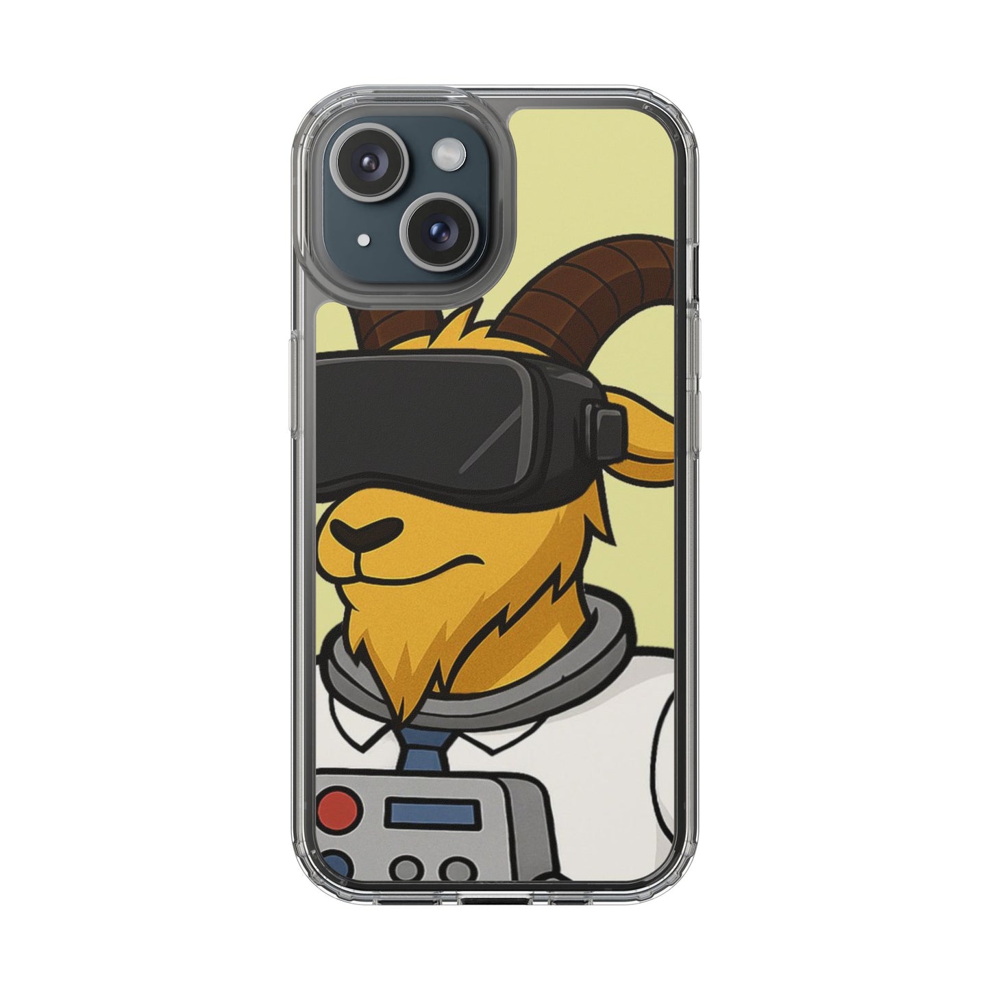 VR Goat Clear Case, Fun Phone Cover, Geeky Accessories, Gift for Gamers, Cute Animal Design, Customizable Phone Cases