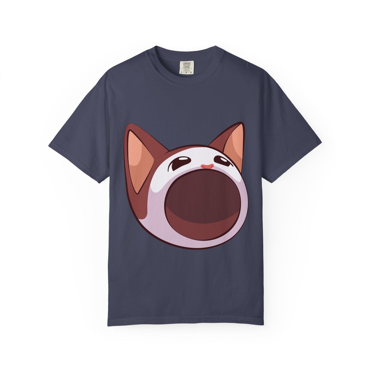 POPCAT Whimsical Cat Face T-Shirt, Unisex Garment-Dyed Tee for Cat Lovers, Cute Casual Wear, Gift for Pet Owners, Perfect for Everyday Style