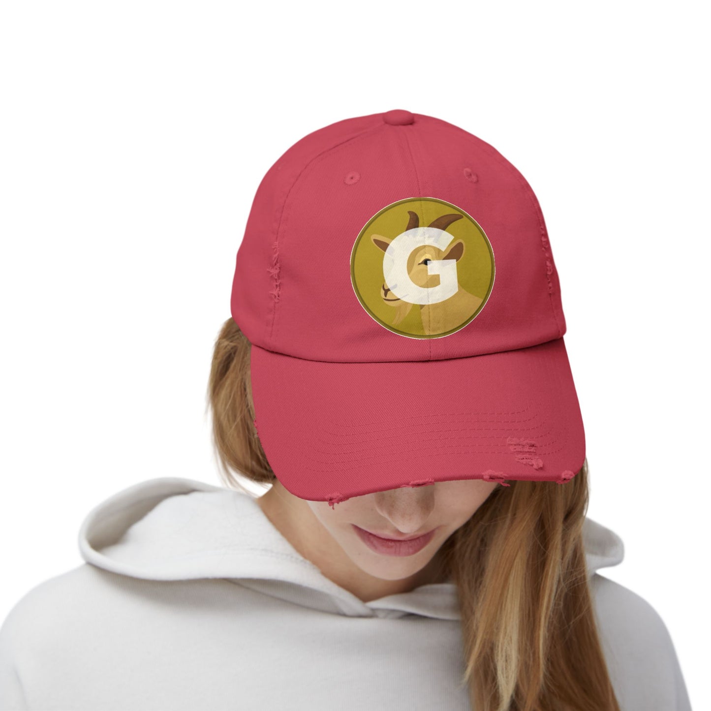 Goat Unisex Distressed Cap with G Logo, Casual Hat, Trendy Apparel, Gift for Him/Her, Summer Accessory, Sportswear