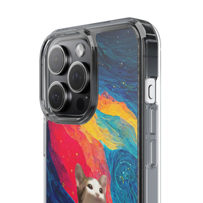 POPCAT Colorful Cat Phone Case, Artistic Clear Cases for Cat Lovers, Unique Gift, Customizable Phone Cover, Fun Pet Accessory, Vibrant Design