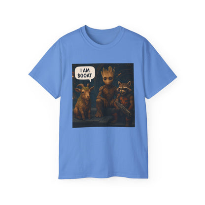 Goat Graphic Tee for Fans of Humor, Perfect Gift for Birthdays, Casual Wear, Geeky Apparel, I AM GOAT Theme