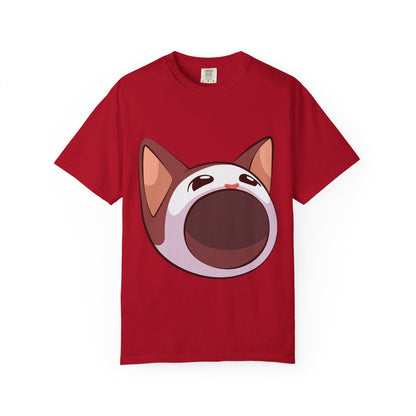 POPCAT Whimsical Cat Face T-Shirt, Unisex Garment-Dyed Tee for Cat Lovers, Cute Casual Wear, Gift for Pet Owners, Perfect for Everyday Style