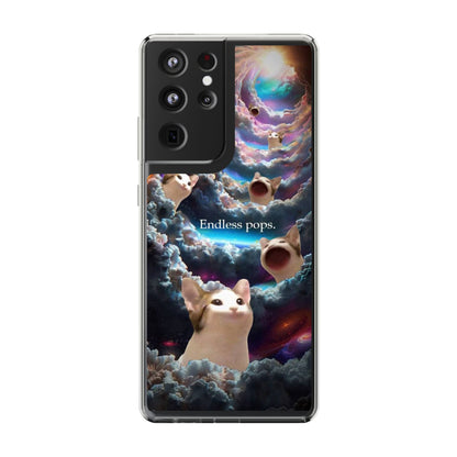 POPCAT Galaxy Cat Clear Phone Case, Cute Animal Phone Cover, Customizable Phone Accessory, Gift for Cat Lovers, Funny Phone Case