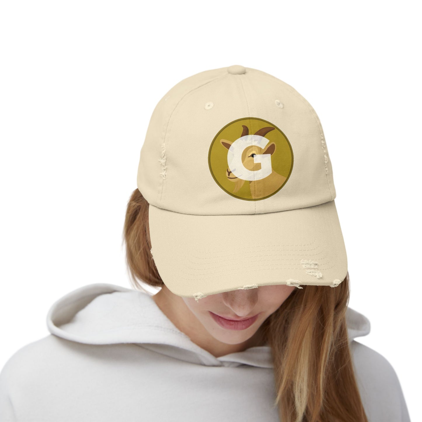 Goat Unisex Distressed Cap with G Logo, Casual Hat, Trendy Apparel, Gift for Him/Her, Summer Accessory, Sportswear