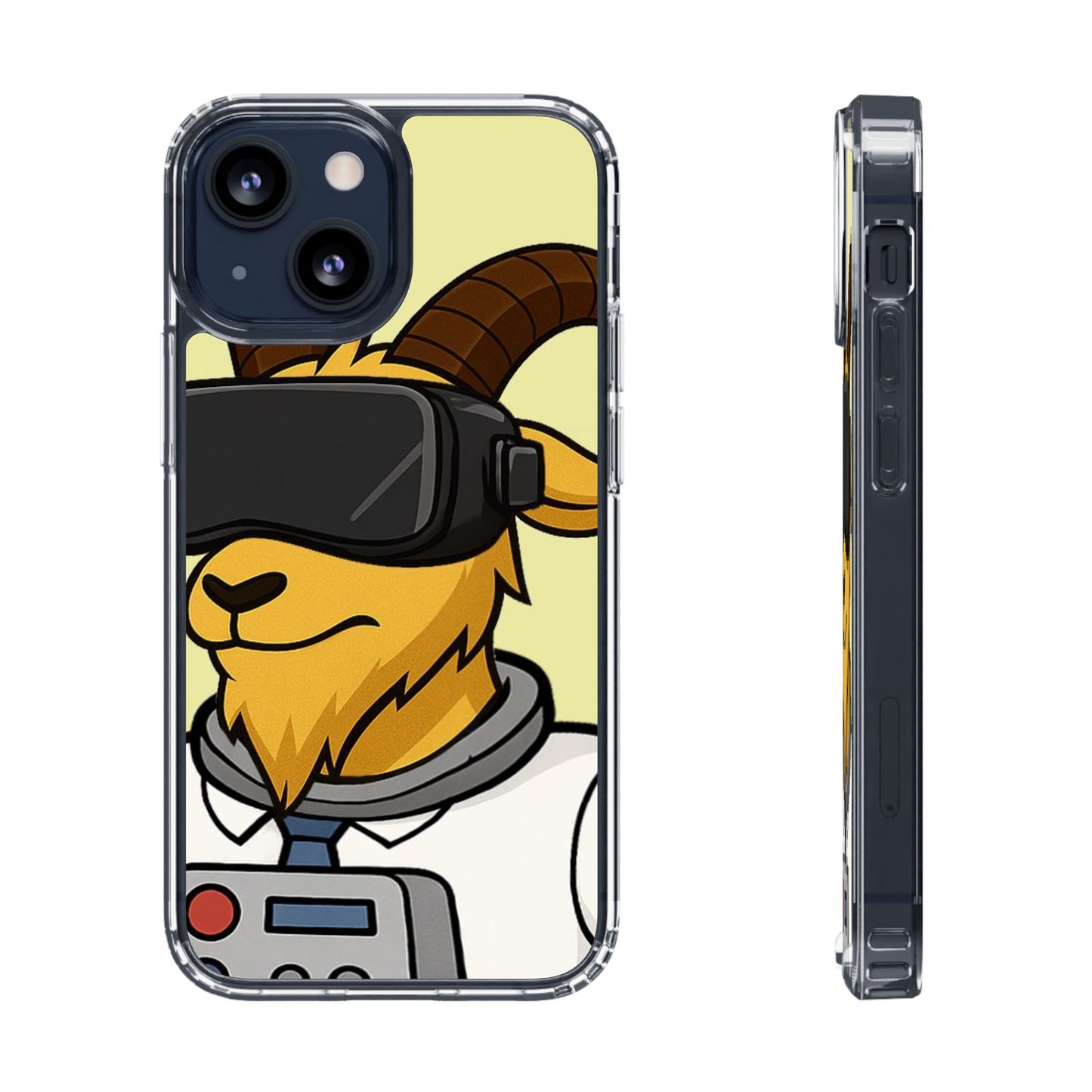 VR Goat Clear Case, Fun Phone Cover, Geeky Accessories, Gift for Gamers, Cute Animal Design, Customizable Phone Cases