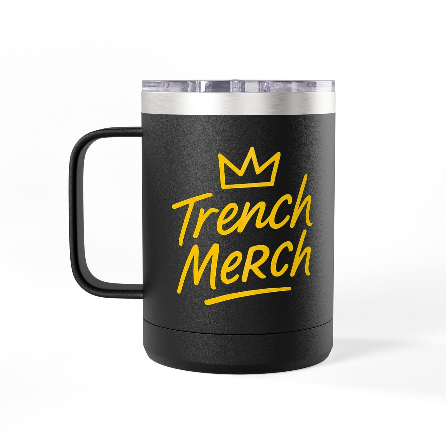 Trench Merch Crown Coffee Mug Tumbler, Perfect for Beach Lovers, Gifts for Friends, Summer Getaways, Adventure Travel, Crown Design