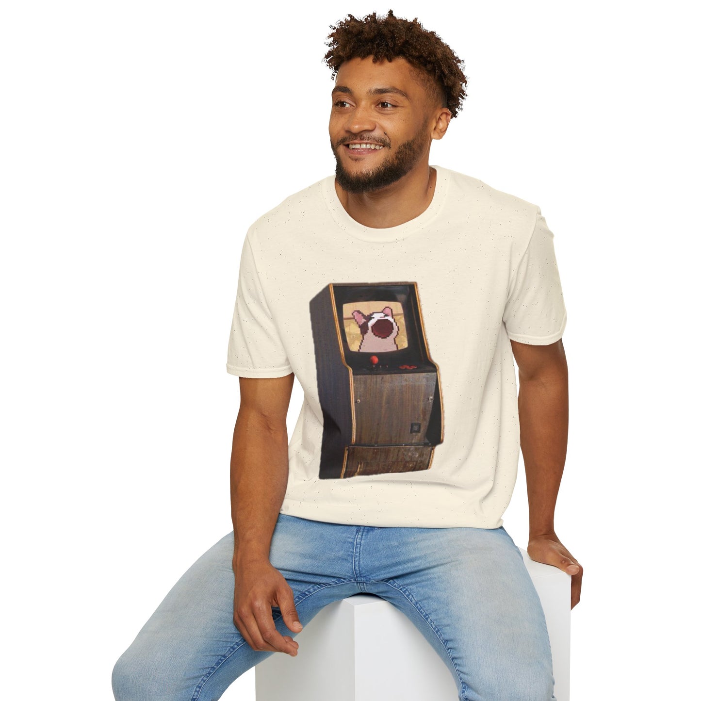 POPCAT Retro Arcade Unisex T-Shirt, Gamer Tee, Vintage Gaming Shirt, Gift for Gamers, Casual Wear
