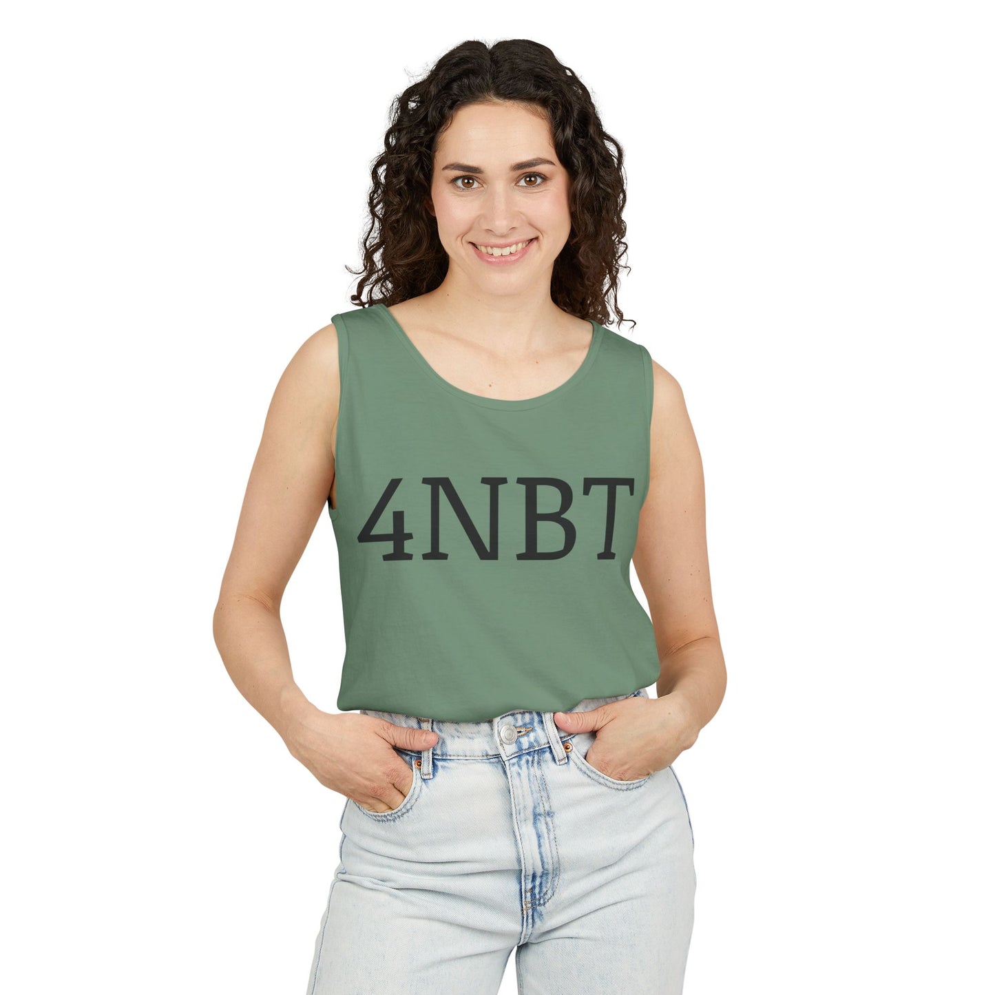 Unisex Garment-Dyed Tank Top with 4NBT Design, Summer Apparel, Casual Wear, Gift for Friends, Individual Expression Top