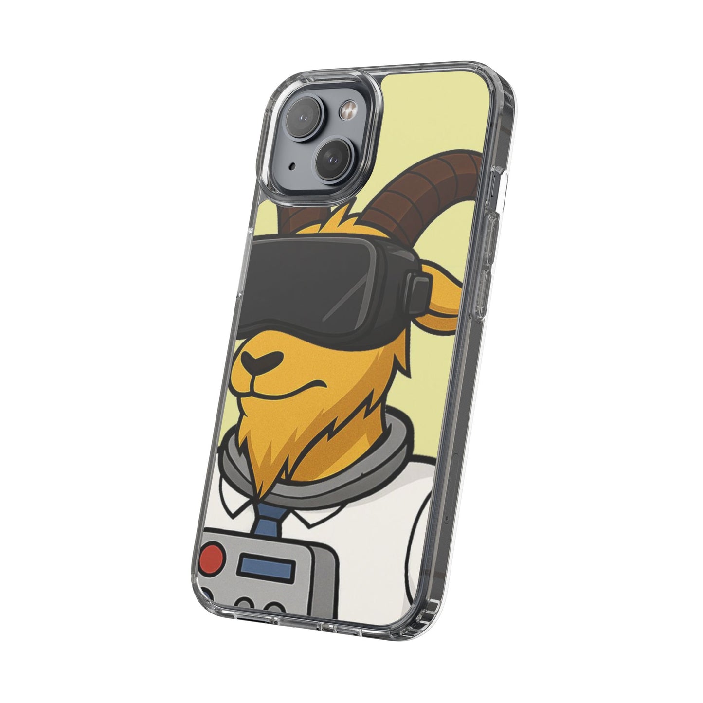 VR Goat Clear Case, Fun Phone Cover, Geeky Accessories, Gift for Gamers, Cute Animal Design, Customizable Phone Cases