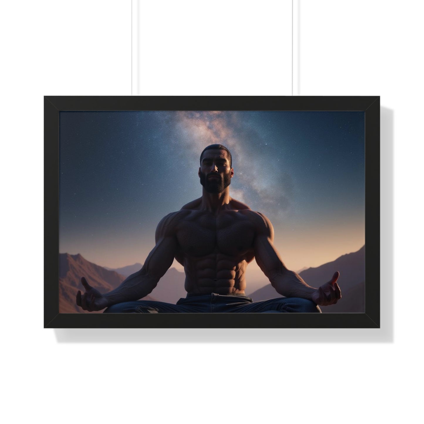 GIGA Meditation Framed Poster, Calm Art, Spiritual Wall Decor, Zen Home Decor, Fitness Motivation, Mindfulness Gift, Inspirational Art