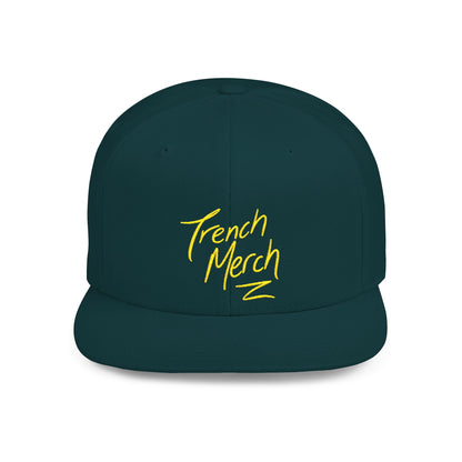 Trench Merch Trendy Flat Bill Snapback Hat, Cool Streetwear Cap for Casual Outings, Outdoor Events, Festivals, Unique Gift for Hip-Hop Fans