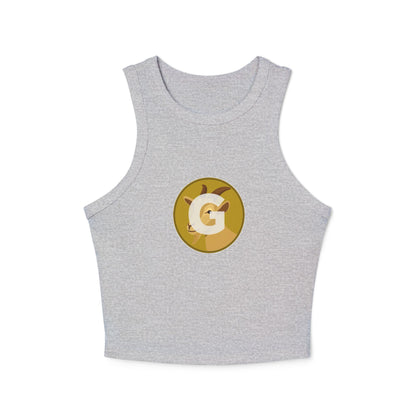 Goat Women's Micro Rib Racer Tank Top with Custom Graphic, Casual Layering Piece, Perfect for Summer, Beach Trips, Festivals, Workout Wear