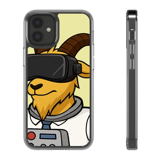 VR Goat Clear Case, Fun Phone Cover, Geeky Accessories, Gift for Gamers, Cute Animal Design, Customizable Phone Cases