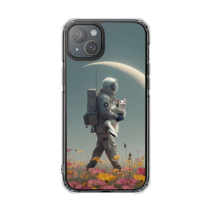 POPCAT Astronaut Phone Case, Clear Impact Case, Unique Galaxy Art Cover, Gift for Space Lovers, Cute Cat and Space Theme, Eco-Friendly