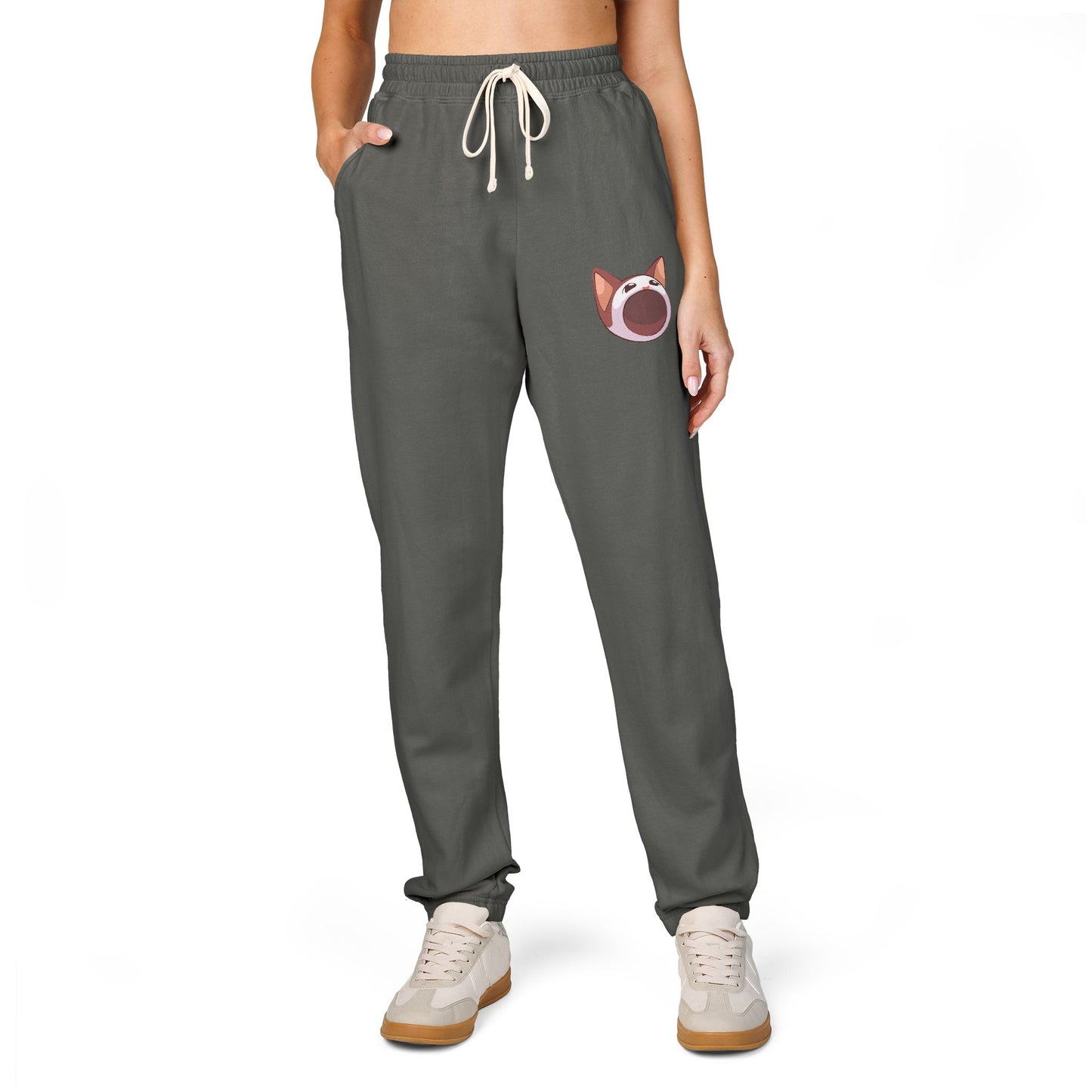 POPCAT Cozy Fleece Sweatpants, Comfortable Lounge Pants, Gift for Cat Lovers, Relaxing Home Wear, Unisex Joggers