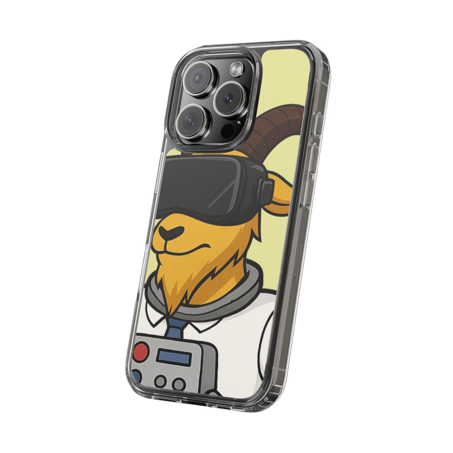 VR Goat Clear Case, Fun Phone Cover, Geeky Accessories, Gift for Gamers, Cute Animal Design, Customizable Phone Cases