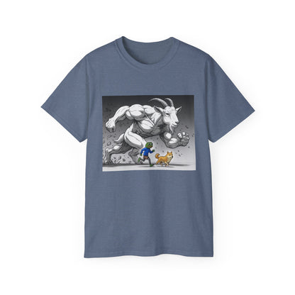 Epic Goat Chase Unisex Tee, Art Tee, Graphic Shirt, Gift for Animal Lovers, Funny T-Shirt, Cartoon Art Tee