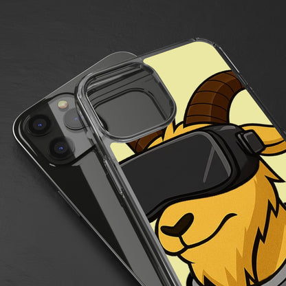 VR Goat Clear Case, Fun Phone Cover, Geeky Accessories, Gift for Gamers, Cute Animal Design, Customizable Phone Cases