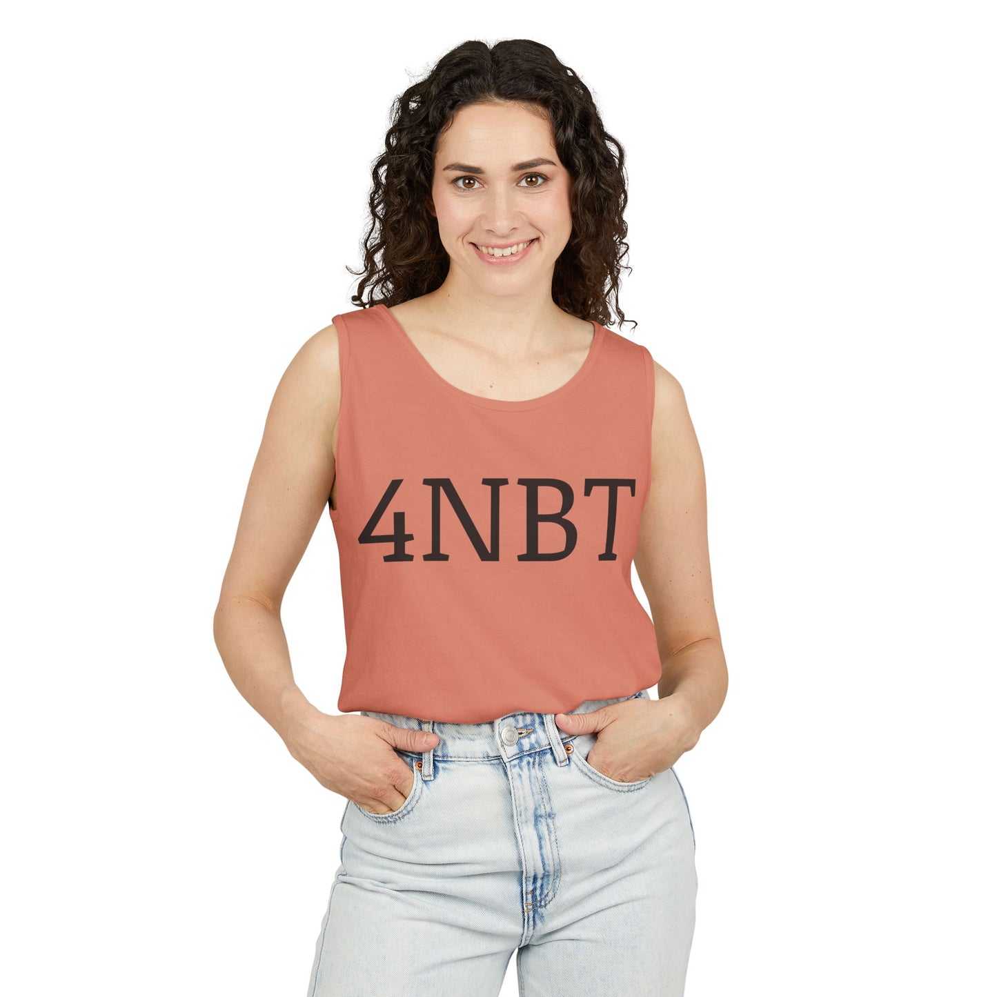 Unisex Garment-Dyed Tank Top with 4NBT Design, Summer Apparel, Casual Wear, Gift for Friends, Individual Expression Top