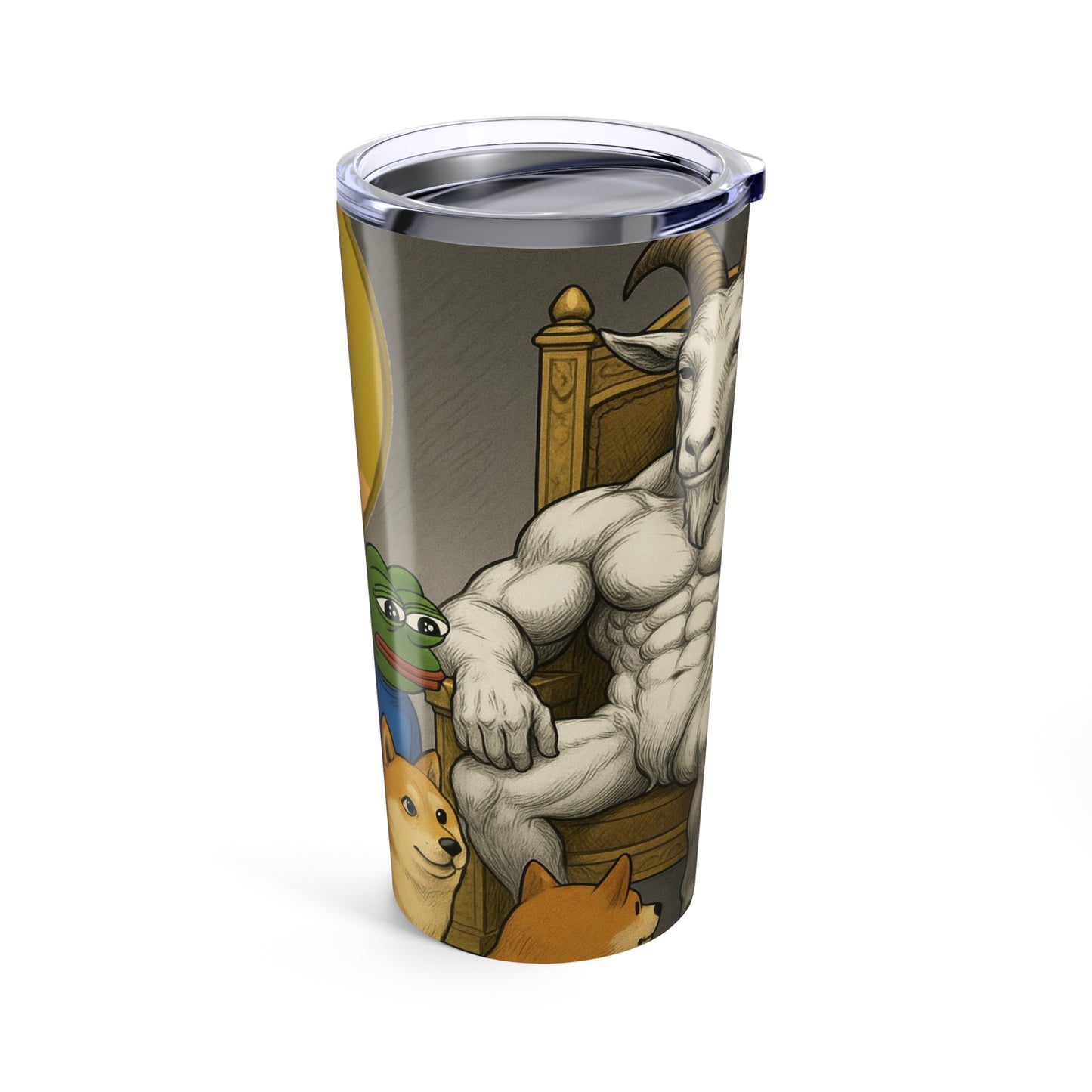 Funny Meme Tumbler 20oz, Goat, Dog, Penguin and Pepe Designs, Perfect for Gifts, Humor Lovers, Daily Use, Collectibles